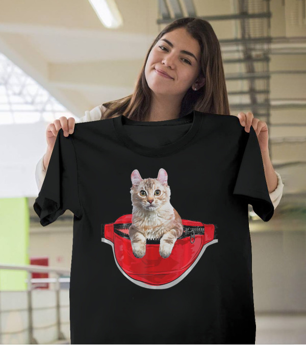 Funny American Curl Cat In Red Waist Pack T-Shirt