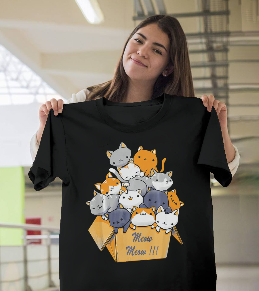 Cat Kawaii Kitten Meow Meow Cute Box T-Shirt