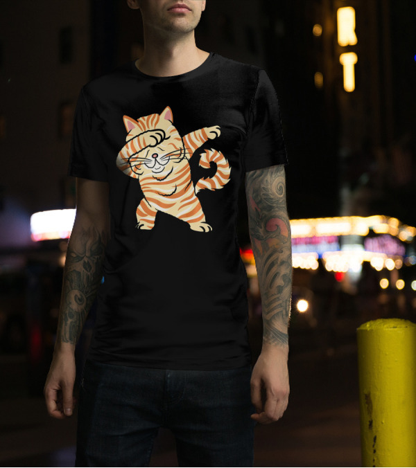 Exotic Shorthair Cat Dabbing Dance Striped T-Shirt