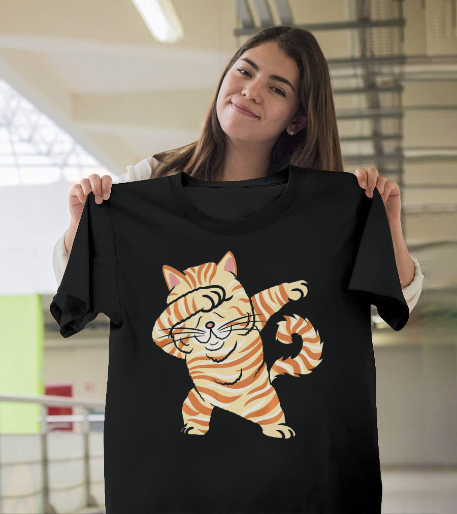 Exotic Shorthair Cat Dabbing Dance Striped T-Shirt