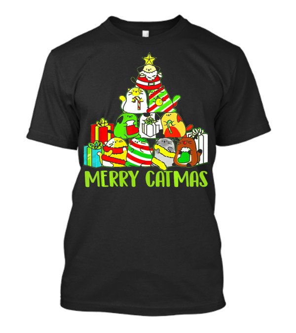 Merry Catmas Christmas Tree Cats And Gifts T-Shirt