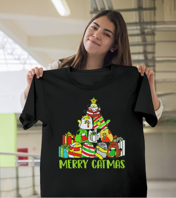 Merry Catmas Christmas Tree Cats And Gifts T-Shirt