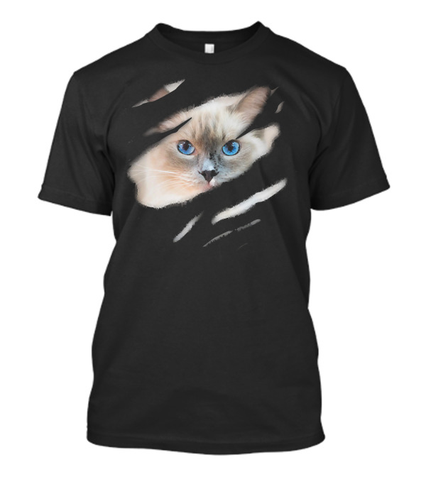 Ragdoll Cat In Me Ca Pur Blue Eyes Peeking Out T-Shirt