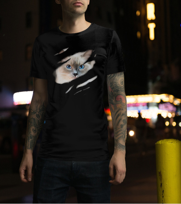 Ragdoll Cat In Me Ca Pur Blue Eyes Peeking Out T-Shirt