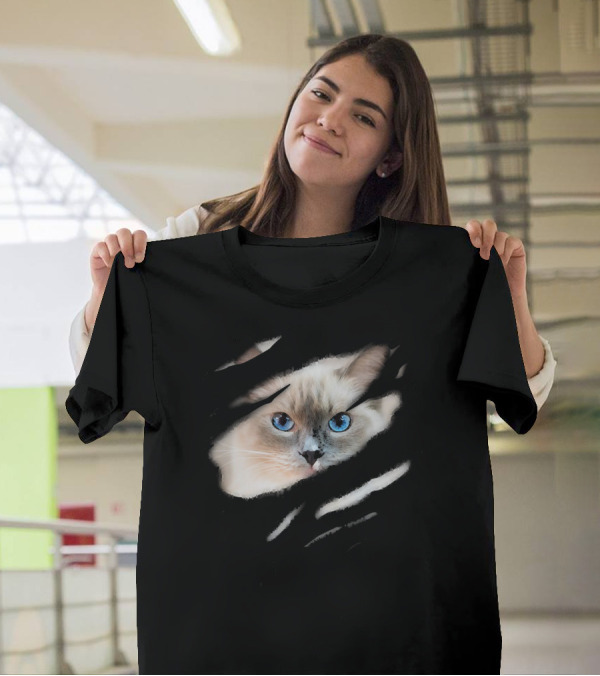 Ragdoll Cat In Me Ca Pur Blue Eyes Peeking Out T-Shirt