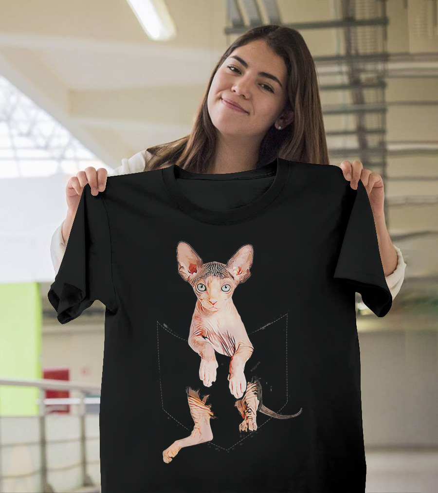 Sphynx Cat in Pocket Cats T-Shirt