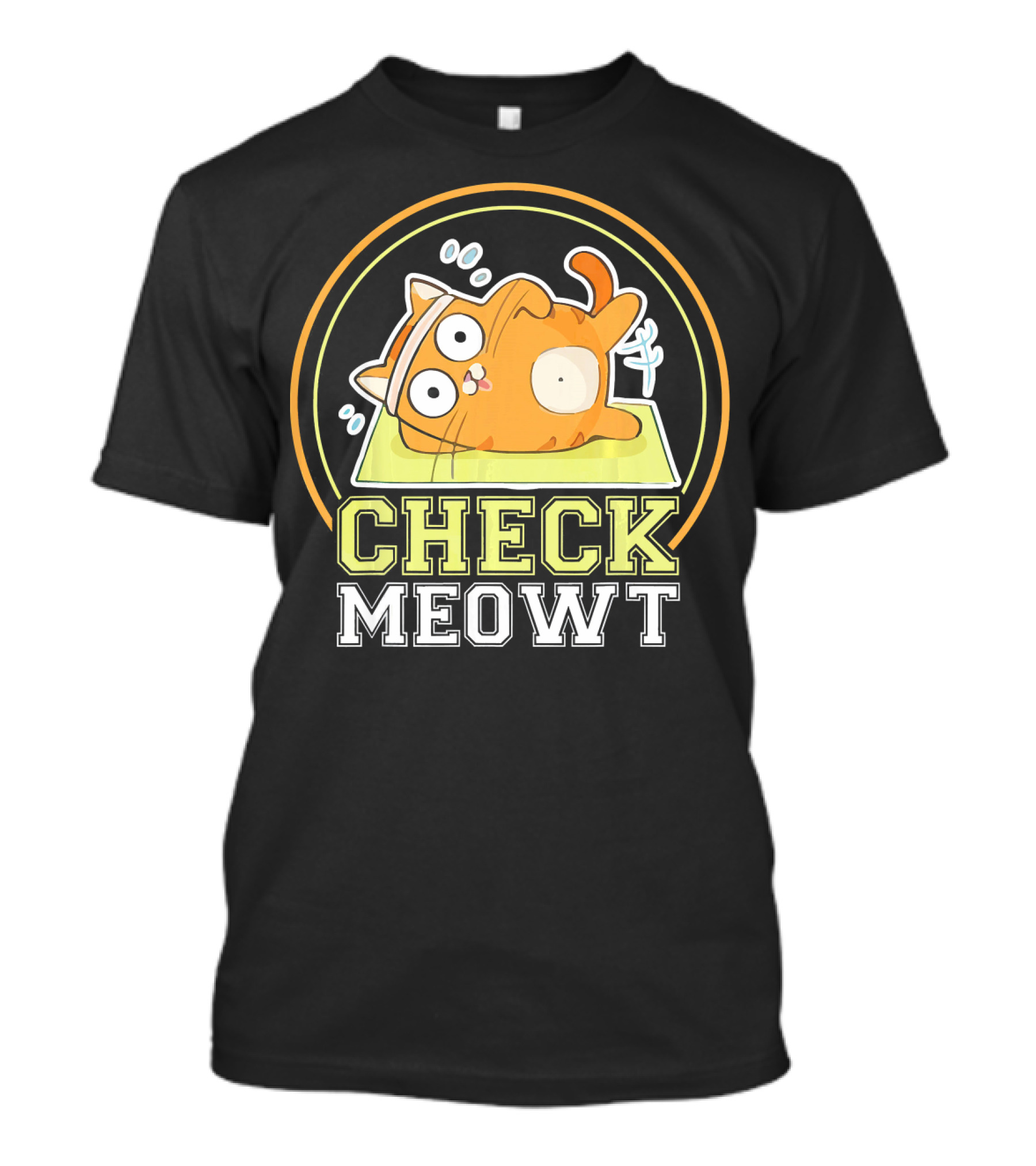 Check Meowt Cat Yoga Workout Kitten Playful Exercise T-Shirt