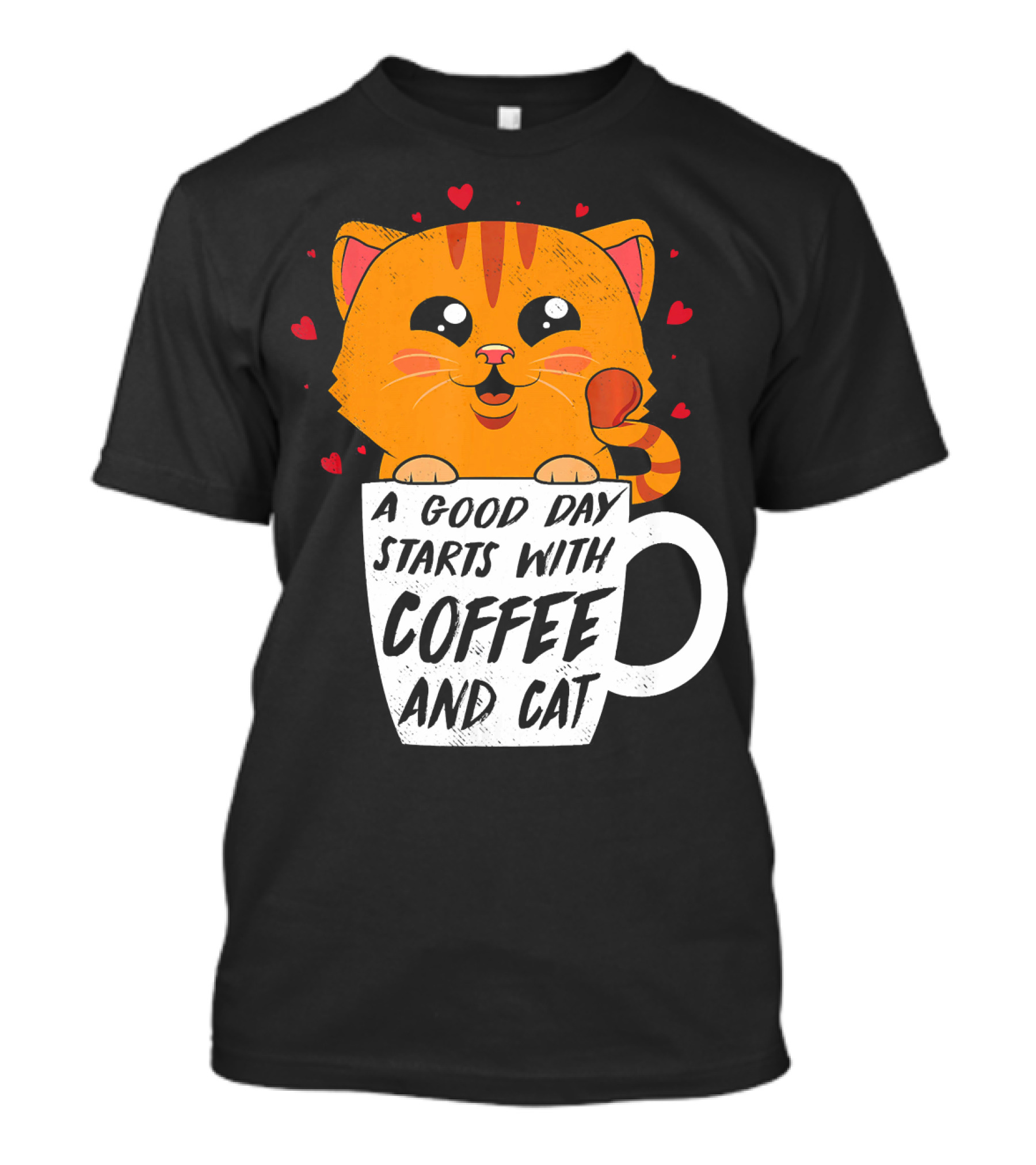 A Good Day Starts With Coffee And Cat Kitten Pet Lover T-Shirt