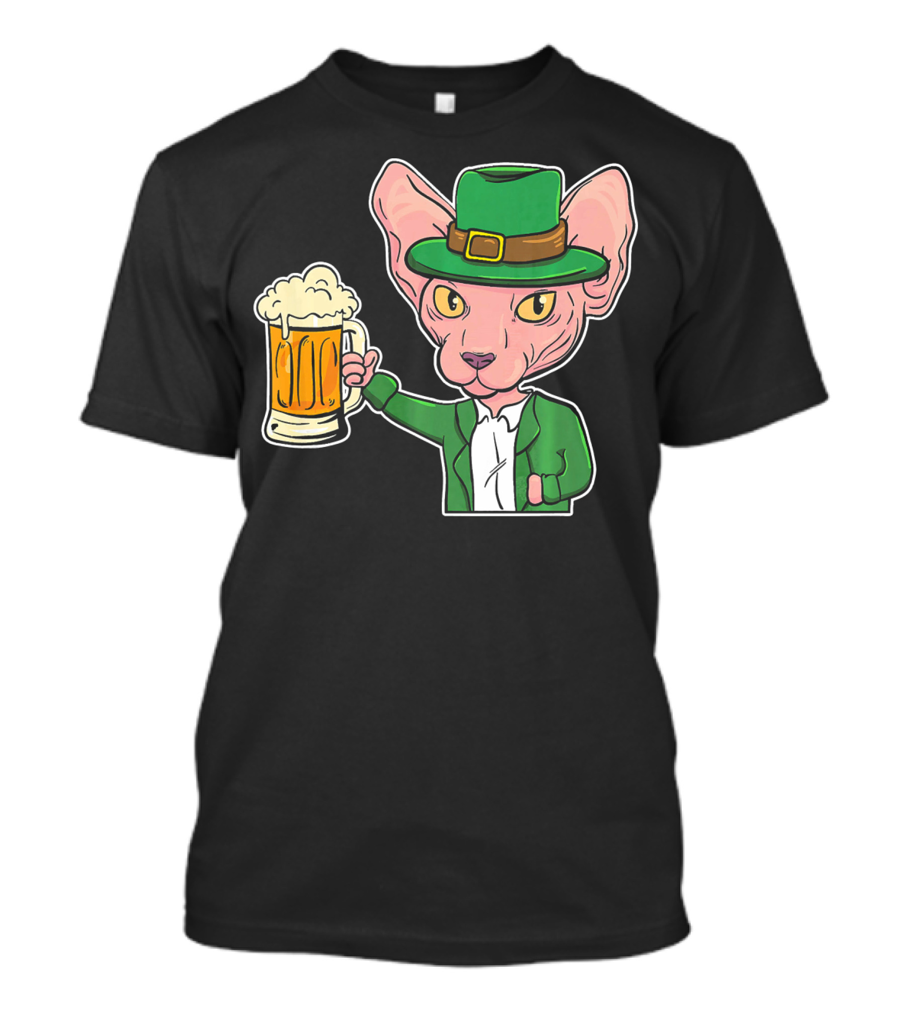 Sphynx Cat Leprechaun Beer St. Patrick's Day T-Shirt