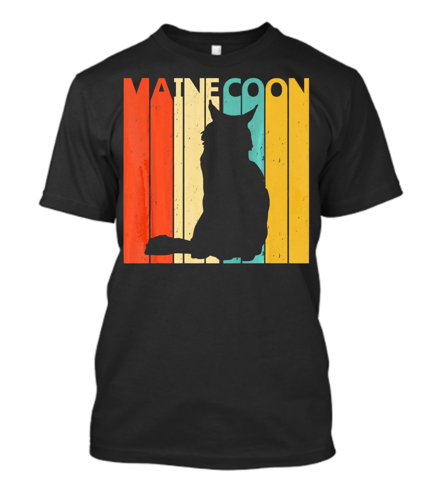 Vintage Retro Maine Coon Silhouette On T-Shirt