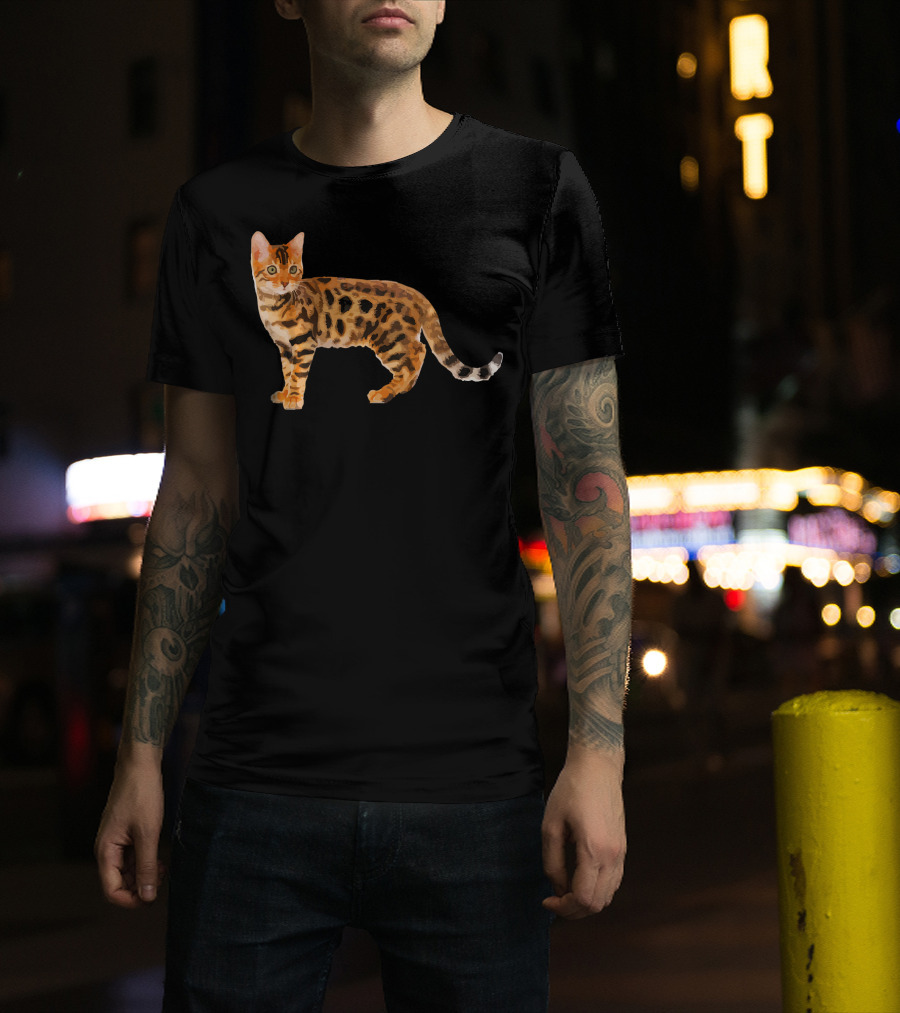 Bengal Cat Black Shirt Brown And Black Bengal Cat T-Shirt