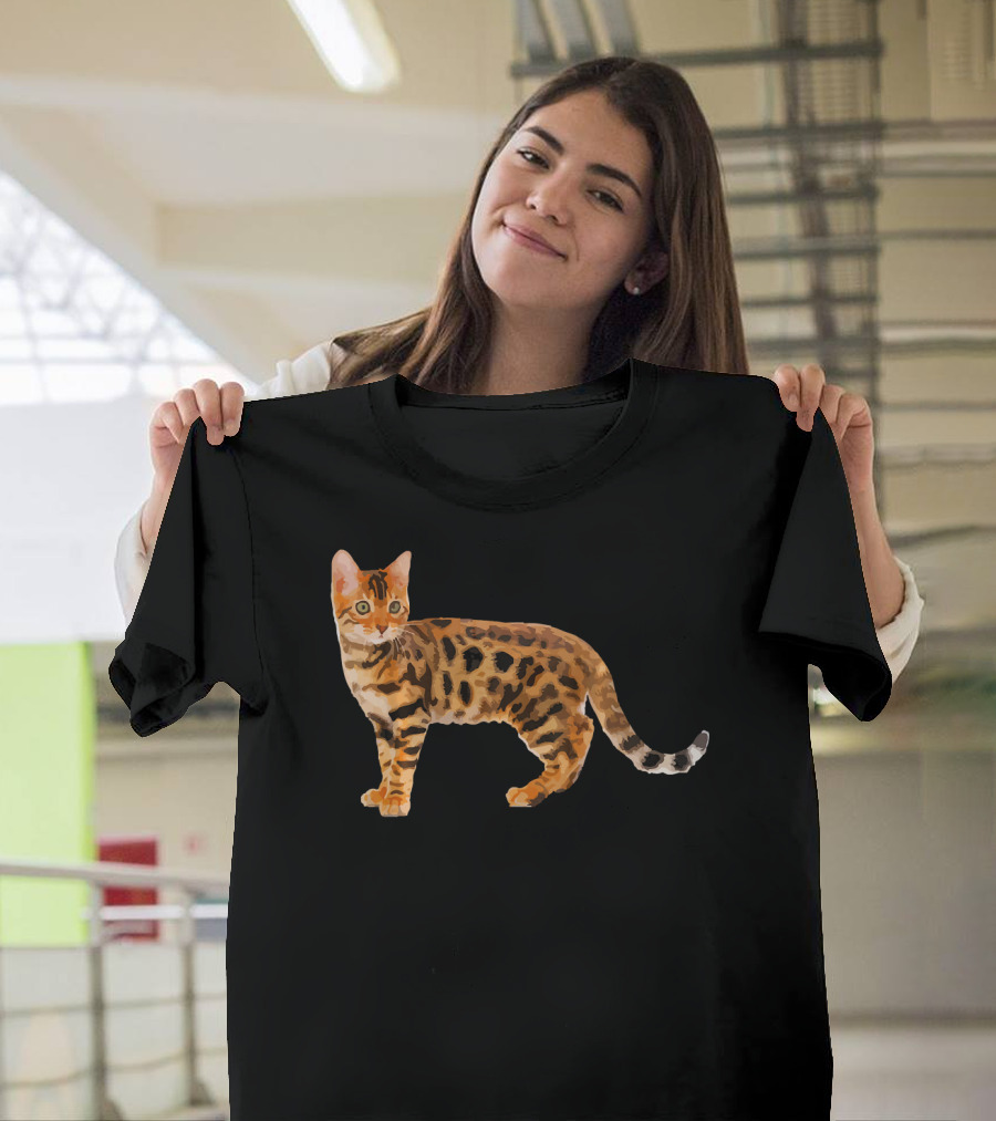 Bengal Cat Black Shirt Brown and Black Bengal Cat T-Shirt