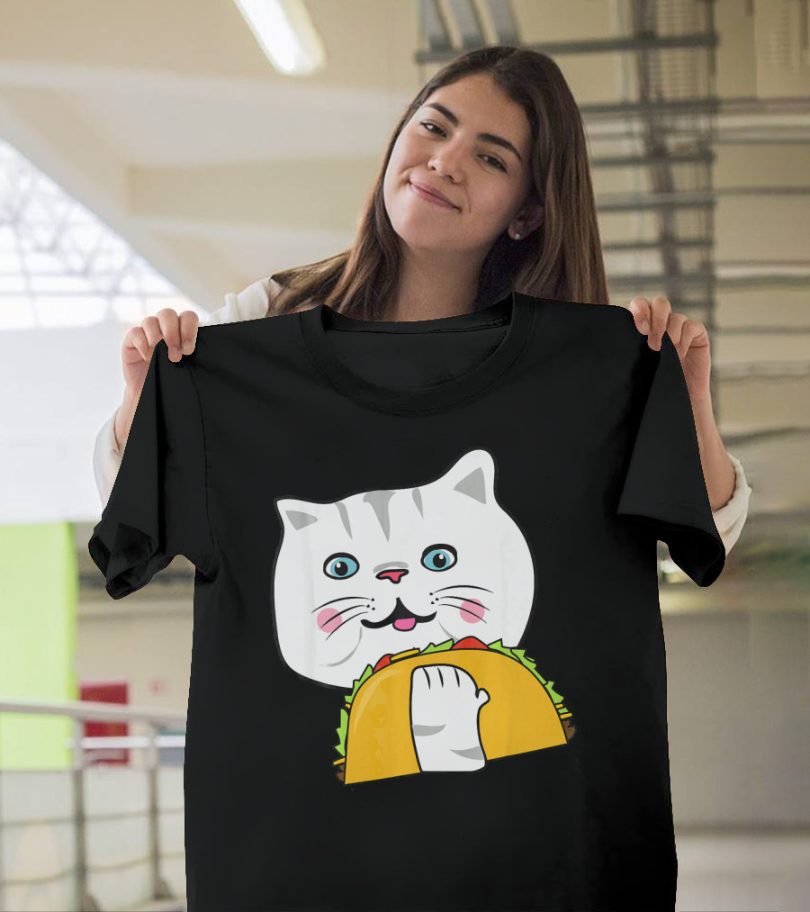 Persian Taco Cat with Cute Whiskers and Playful Taco Pose T-Shirt