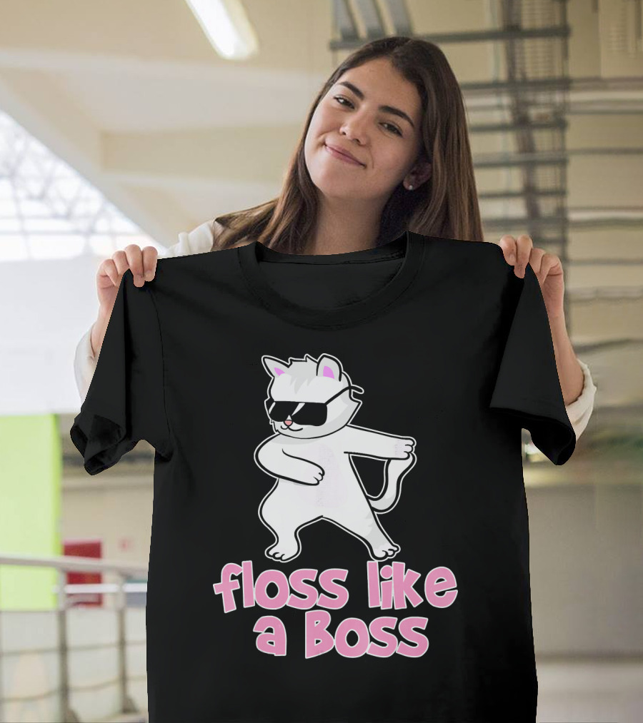 Fluffy White Persian Cat Floss Like a Boss with Sunglasses T-Shirt
