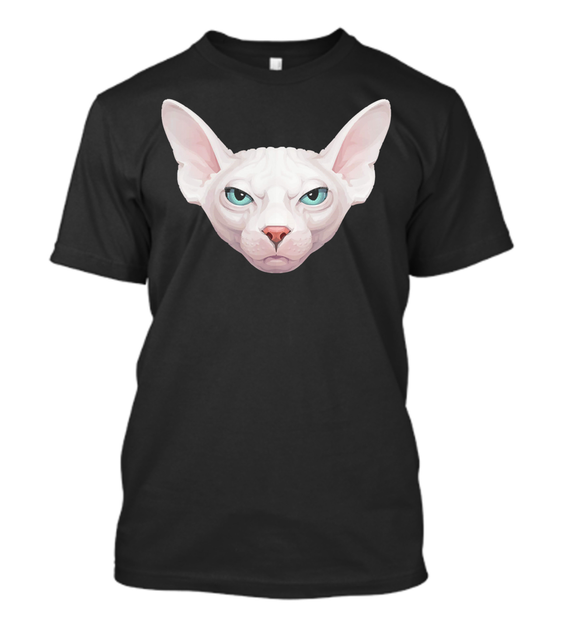 White Sphynx Cat Face With Blue Eyes T-Shirt