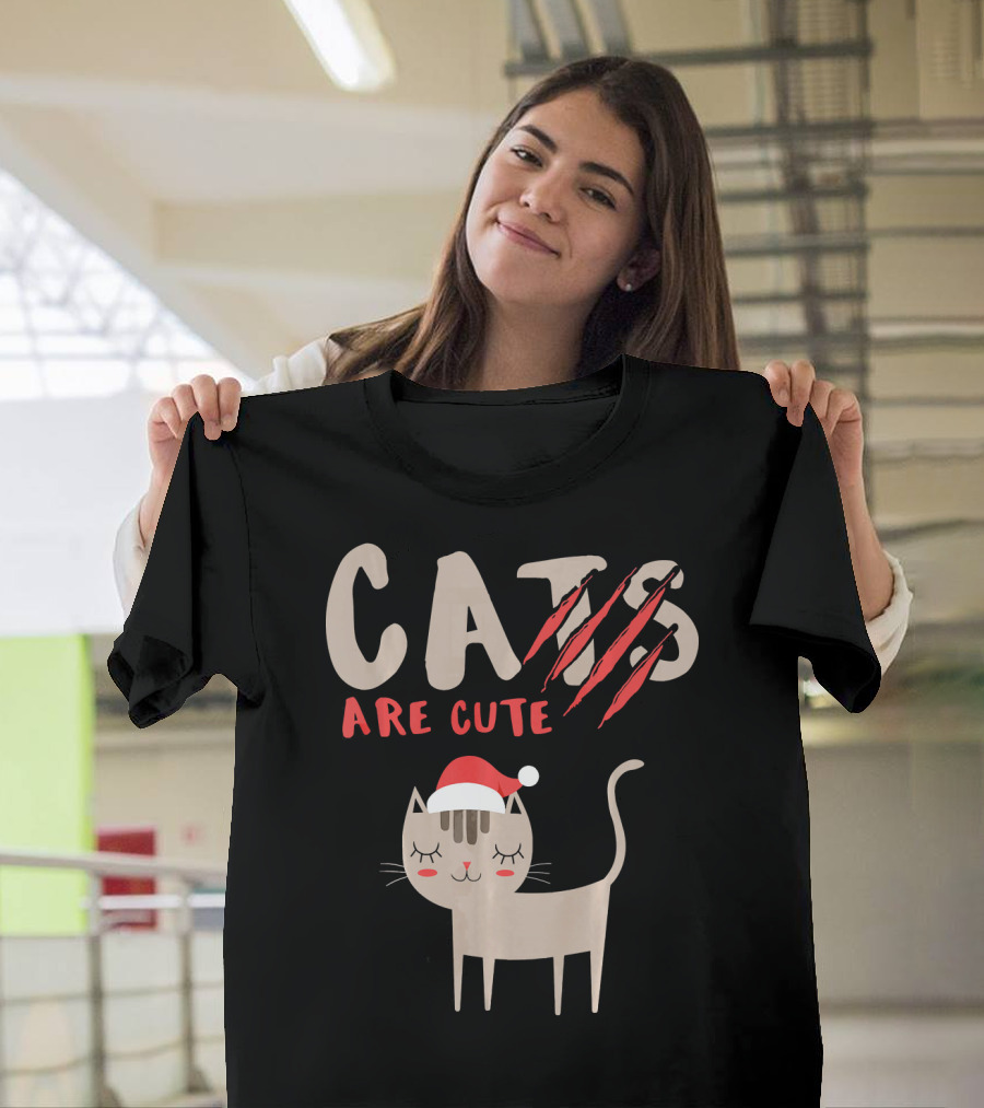 Cats Are Cute Meow Christmas Kitten Cat Lover Owner T-Shirt