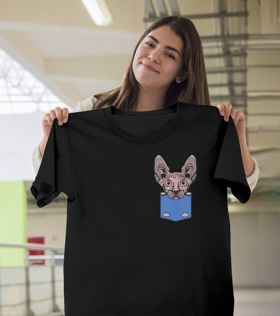 Cute Pet Lover Tees Sphynx Cat Pocket Clouds Brea T-Shirt