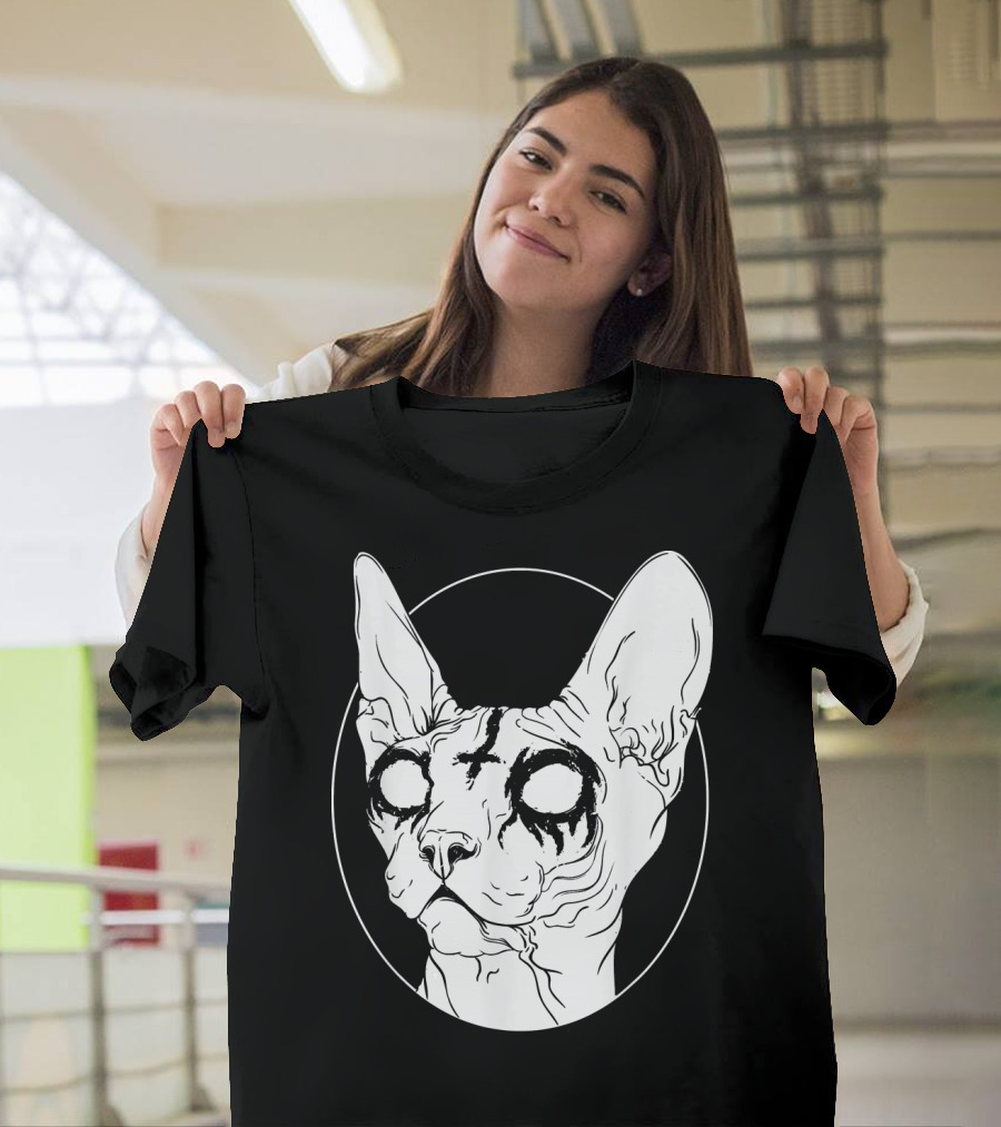 Sphynx Cat Black Metal Goth Death Aesthetic T-Shirt
