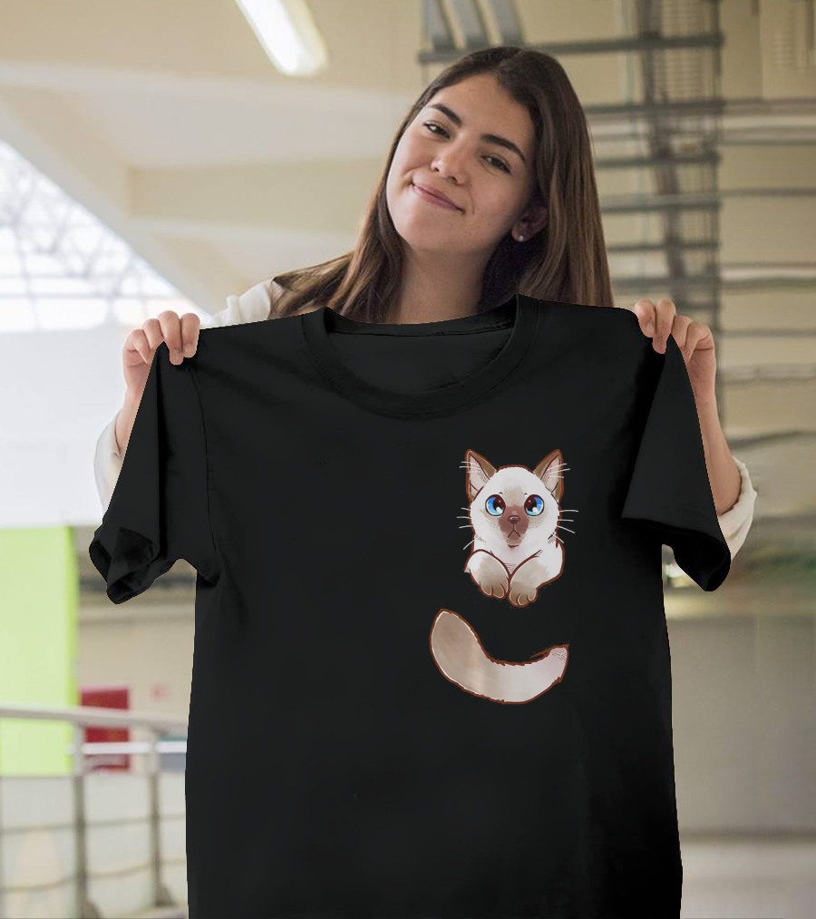 Pocket Adorable Ragdoll Kitten Kitty Cat Face Peeking Out T-Shirt