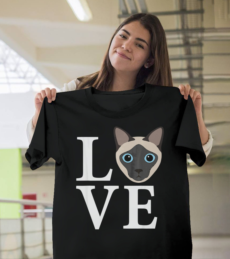LOVE Siamese Cat Face T-Shirt