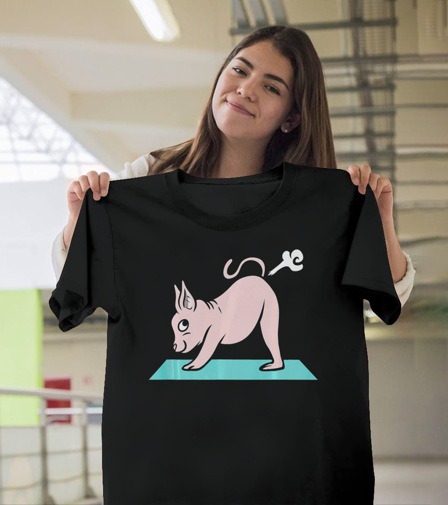 Sphynx Cat Yoga Pose with Farting Funny Pet T-Shirt