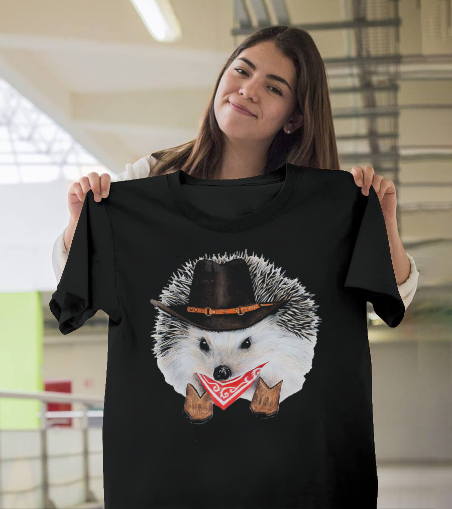Cowboy Hedgehog Wearing Hat and Boots Men's Women's Chil T-Shirt