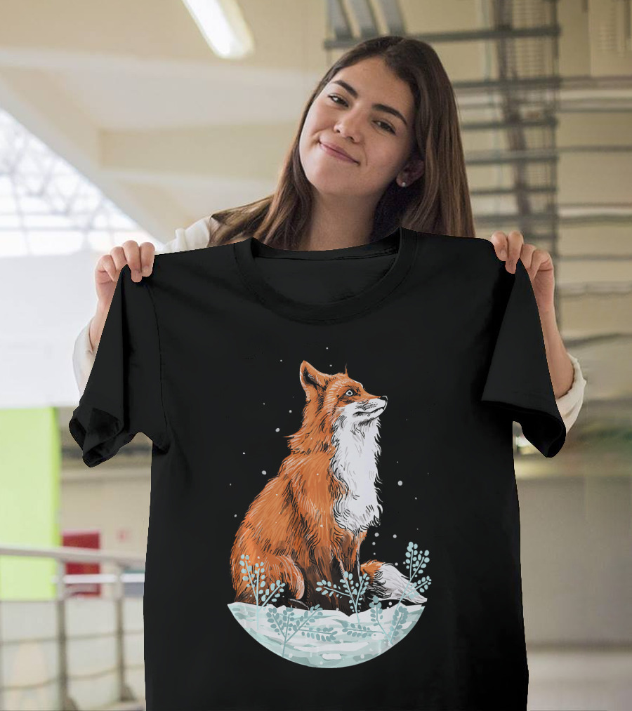 Cute Fox Lover Vintage Fox Nature Wild Forest Scene T-Shirt