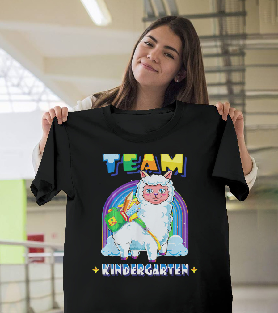 Team Kindergarten Rainbow Llama Backpack School Supplies T-Shirt