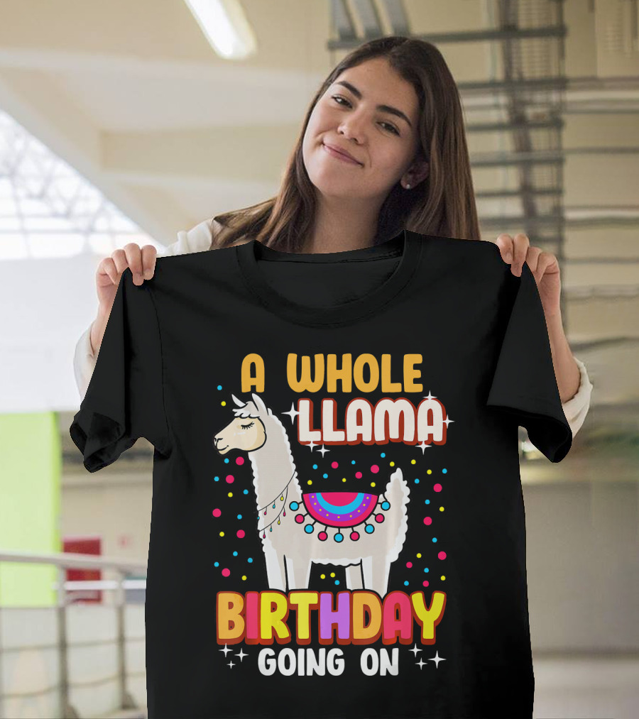 A Whole Llama Birthday Going On Party Confetti T-Shirt