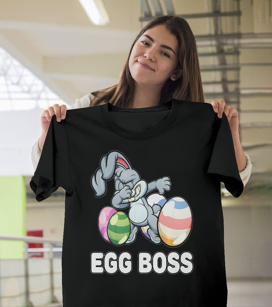 Dabbing Easter Bunny Egg Boss with Colorful Eggs T-Shirt