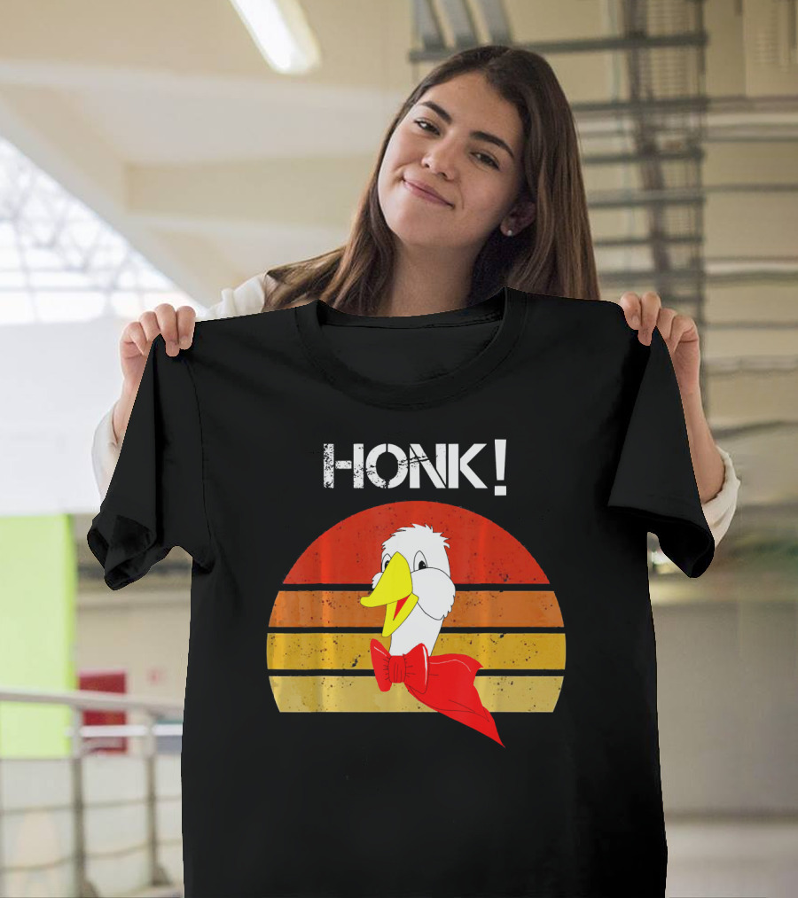 Honk Goose Retro Sunset with Red T-Shirt