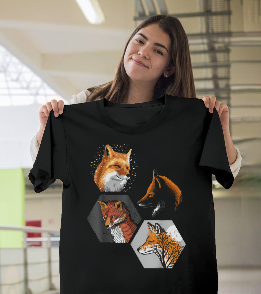 Exagon Fox Style Hexagonal Art Foxes T-Shirt