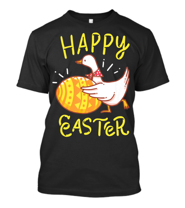 Happy Easter Goose For Geese Lover With Yellow Egg T-Shirt