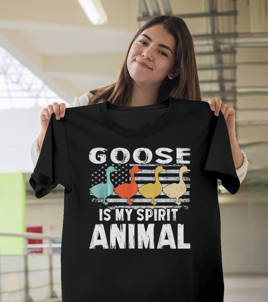 Goose Is My Spirit Animal Vintage American Flag T-Shirt