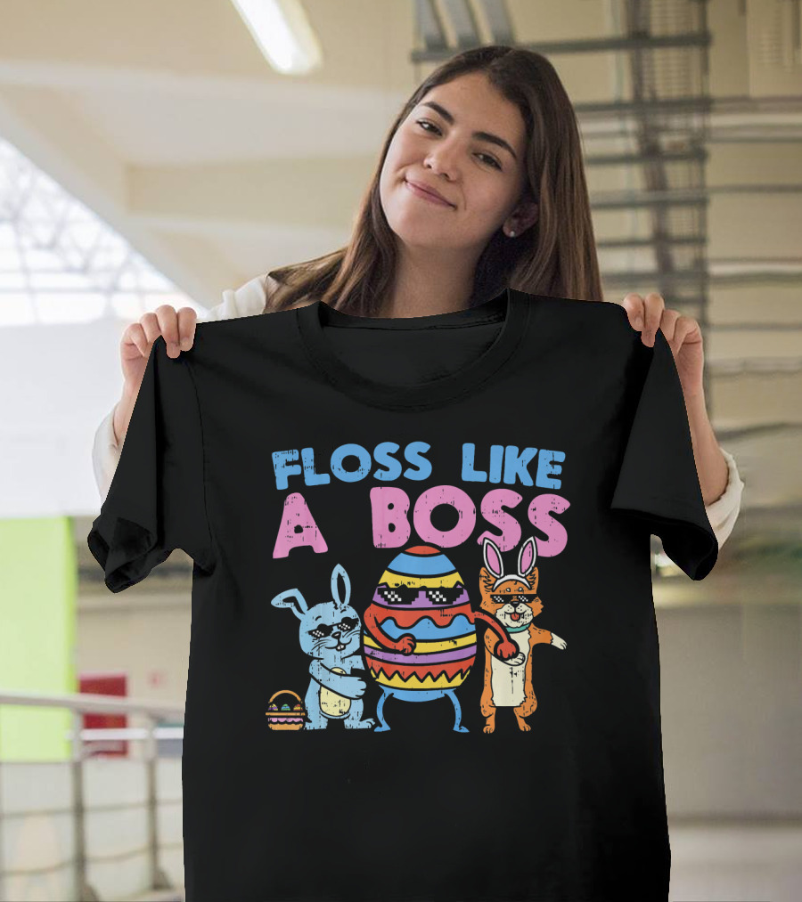 Flossing Easter Crew Floss Like A Boss Dancing Egg Rabbit Fox T-Shirt