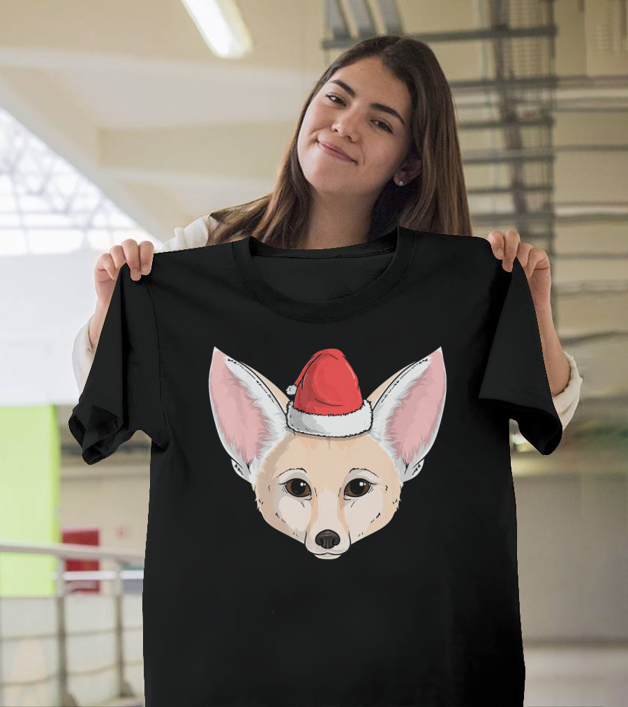 Fennec Fox Santa Claus Hat Christmas Holiday T-Shirt