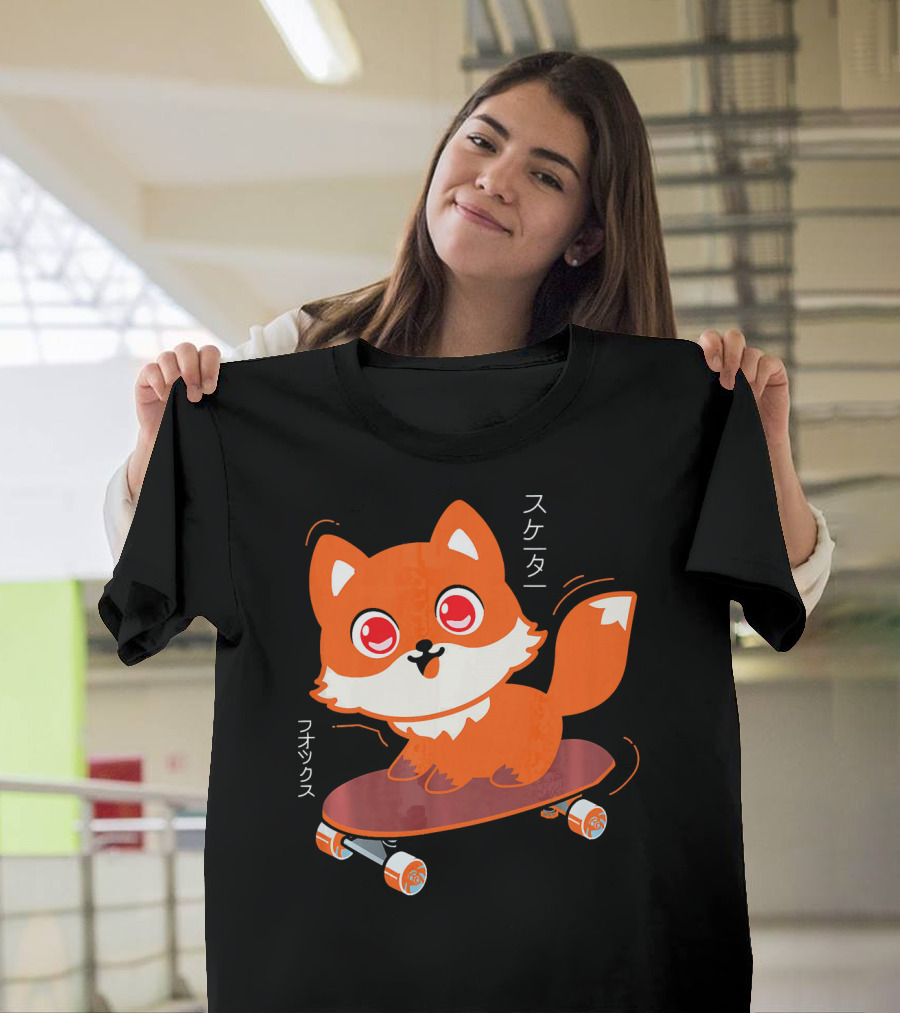 Fox Skateboard Kanji Kawaii Japan T-Shirt