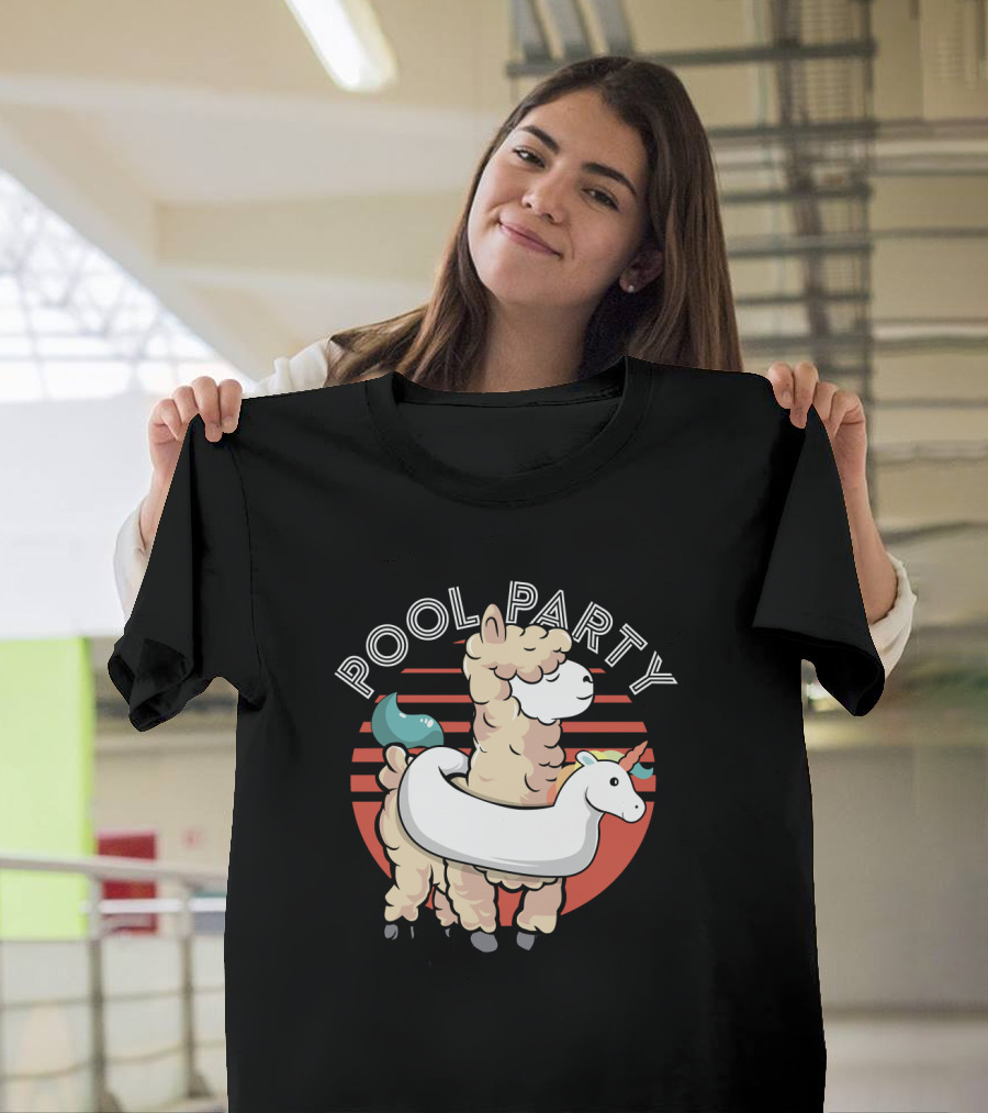 Pool Party Funny Llama Alpa T-Shirt