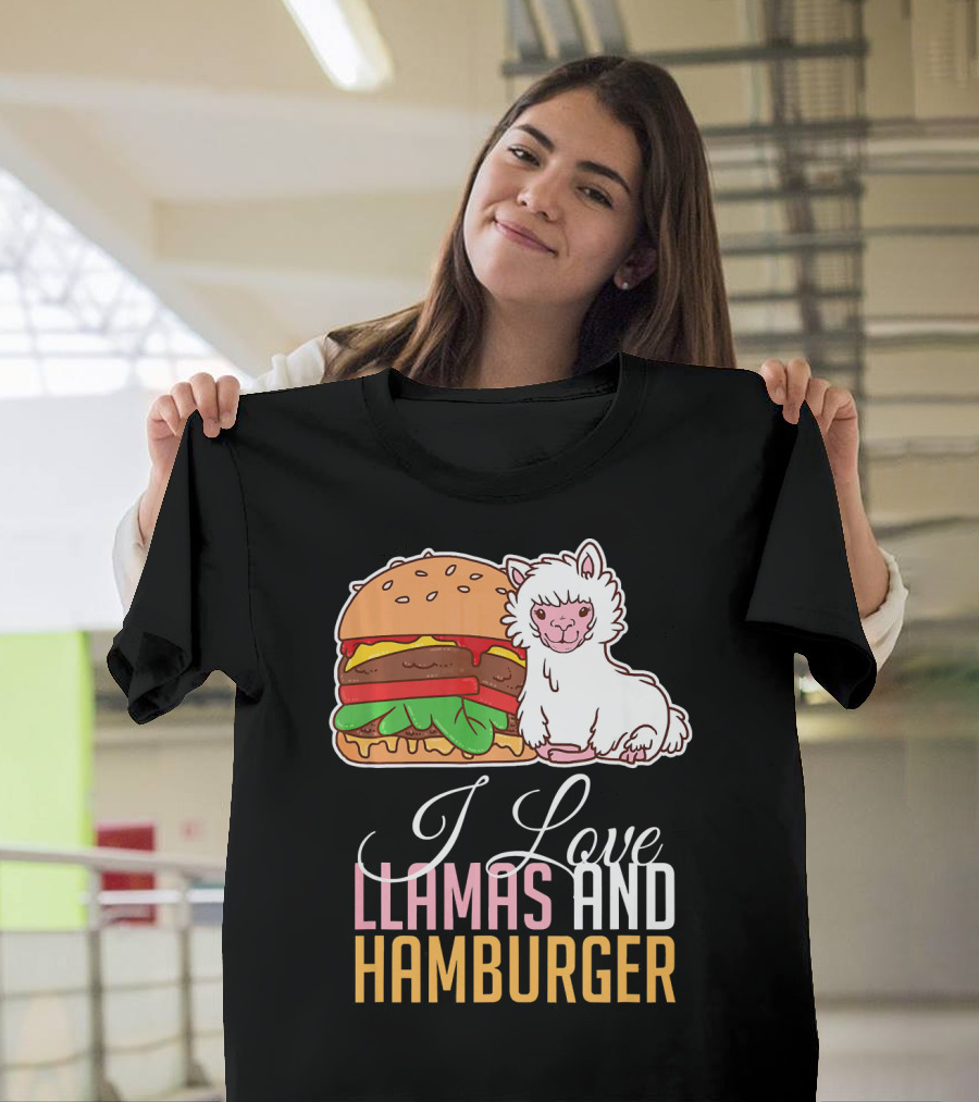 I Love Llamas and Hamburger T-Shirt