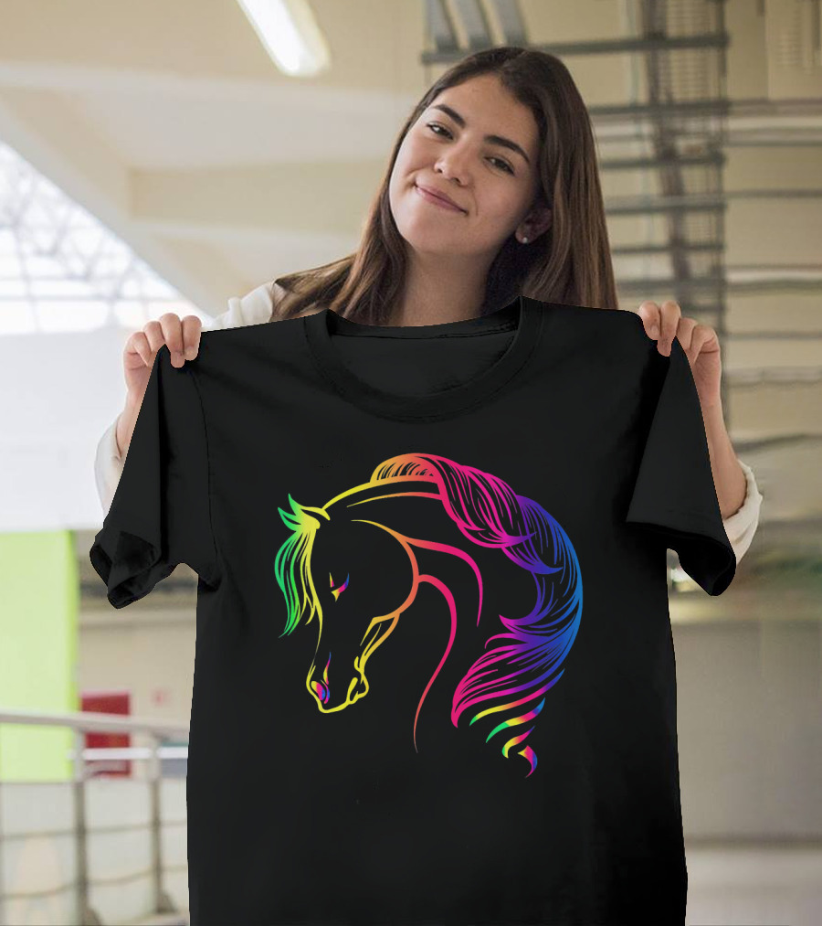 I Love My Horse Colorful Rainbow Horse T-Shirt