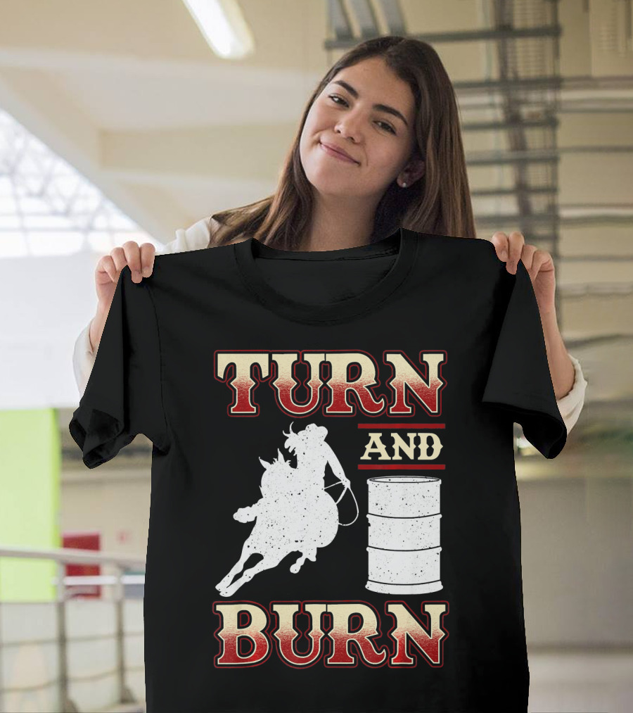 TURN AND BURN BARREL RACING WITH HORSE AND RIDER ICONIC T-Shirt
