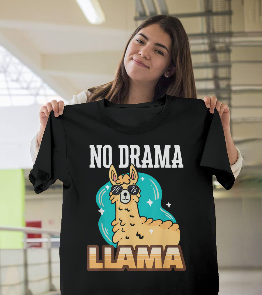 No Drama Llama Cool Sunglasses Alpaca T-Shirt