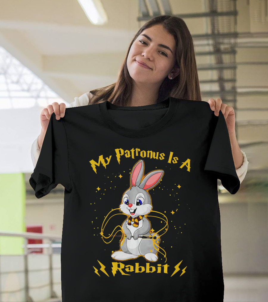 My Patronus Is A Rabbit Magic Bunny Fantasy Charm T-Shirt