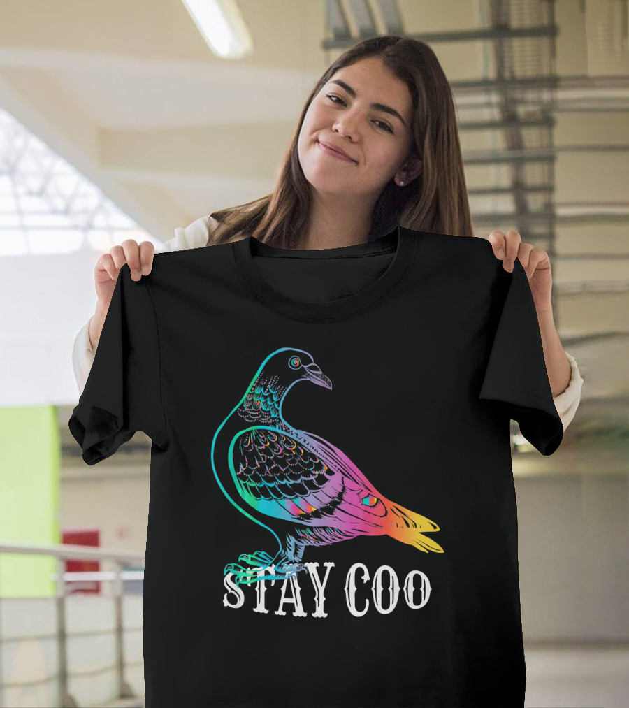 Stay Coo Rainbow Pigeon Funny Love Birds T-Shirt