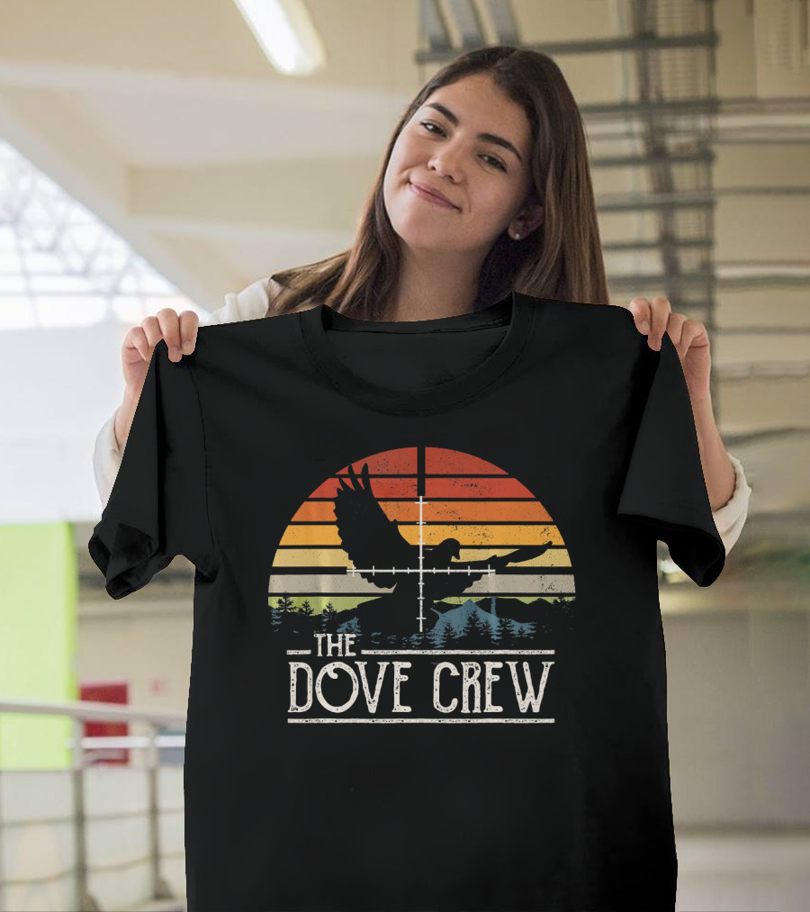 The Dove Crew Vintage Sunset Crosshairs Forest Scene T-Shirt
