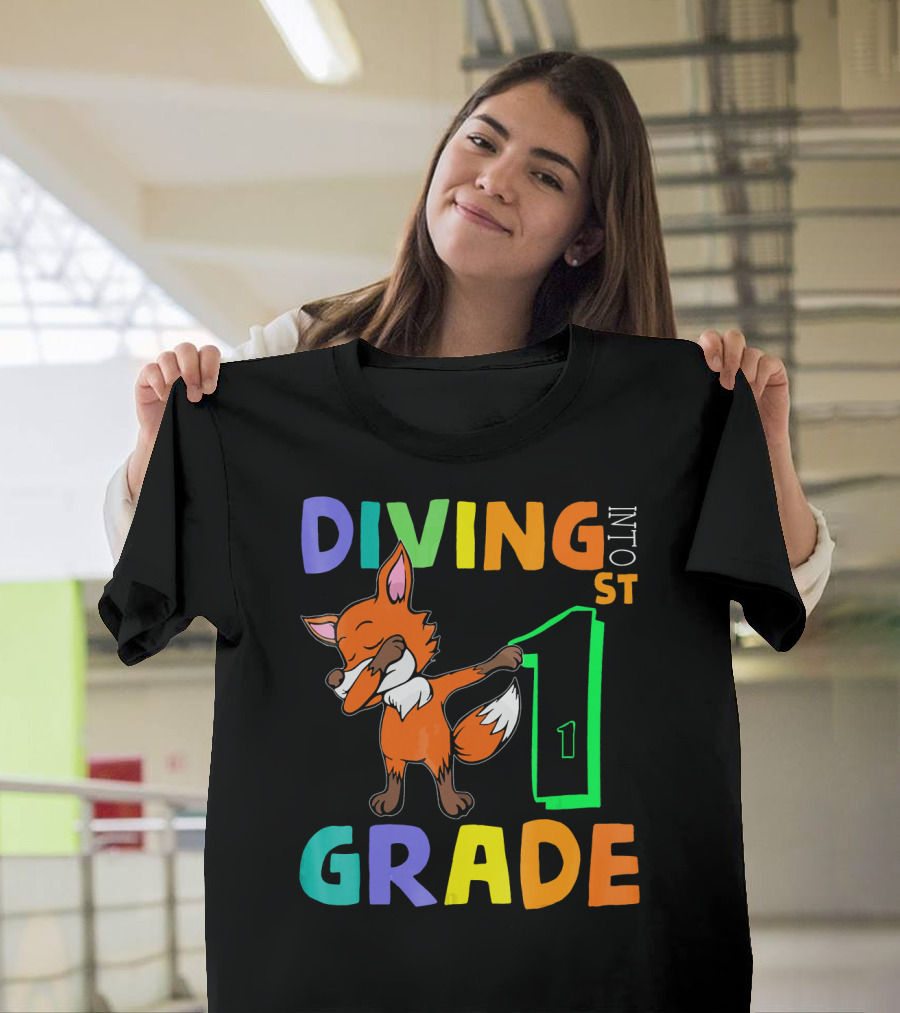 Diving Into 1st Grade Fox Dabbing T-Shirt