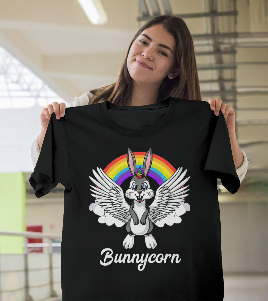 Bunnycorn Cute Rabbit Unicorn with Wings and Rainbow T-Shirt