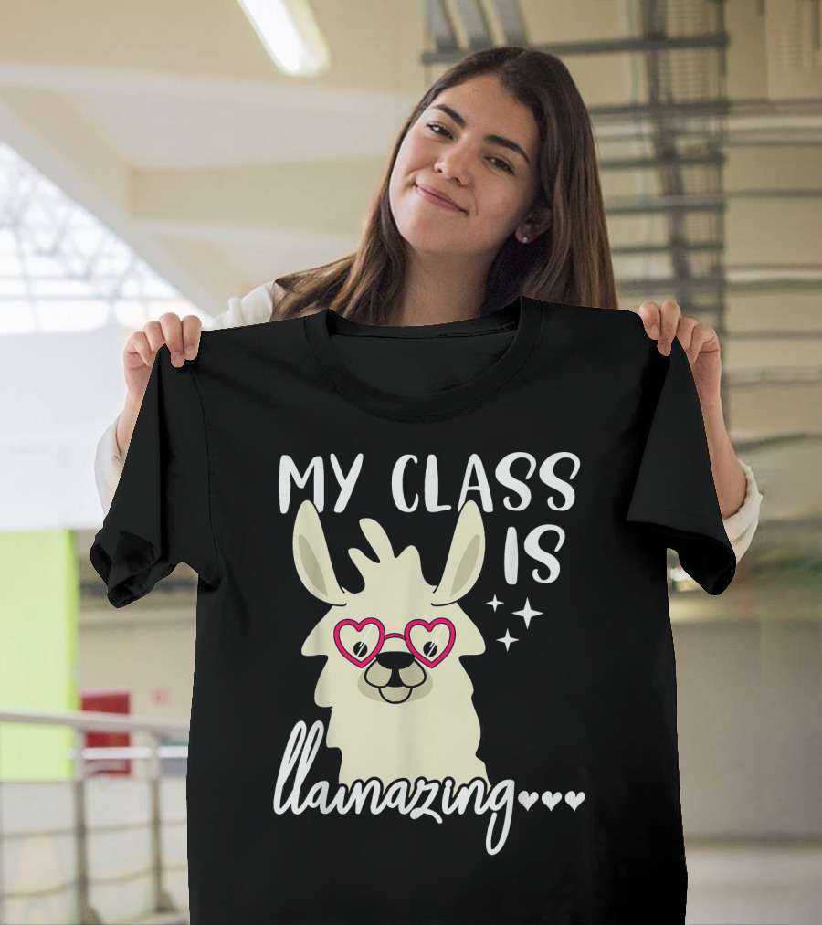 My Class is Llamazing Llama Heart Glasses Stars T-Shirt