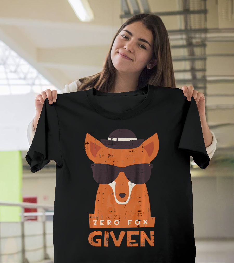 Zero Fox Given Sarcastic Fox Illustration with Sunglasses and Hat T-Shirt