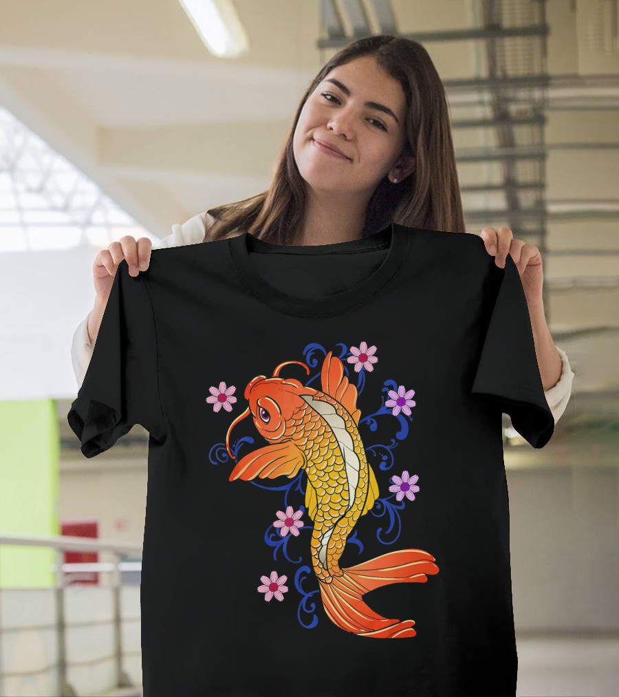 Asian Koi Fish Japanese Floral T-Shirt